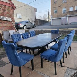Beautiful Dining Set  $ 8  blue  vervet  chairs