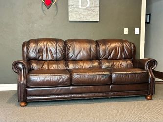 Flexsteel genuine studded leather sofa and love seat - high quality