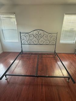Rod iron headboard and bed frame