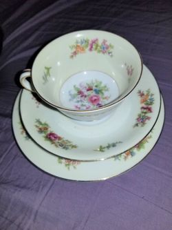 Vintage Noritake Empire Pattern Cup, Saucer and Bread and Butter Plate occupied Japan