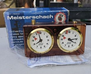 Vintage German Chess Clock RARE #4046 Von Roland Meisterschach Analog Wind, Works Perfectly!