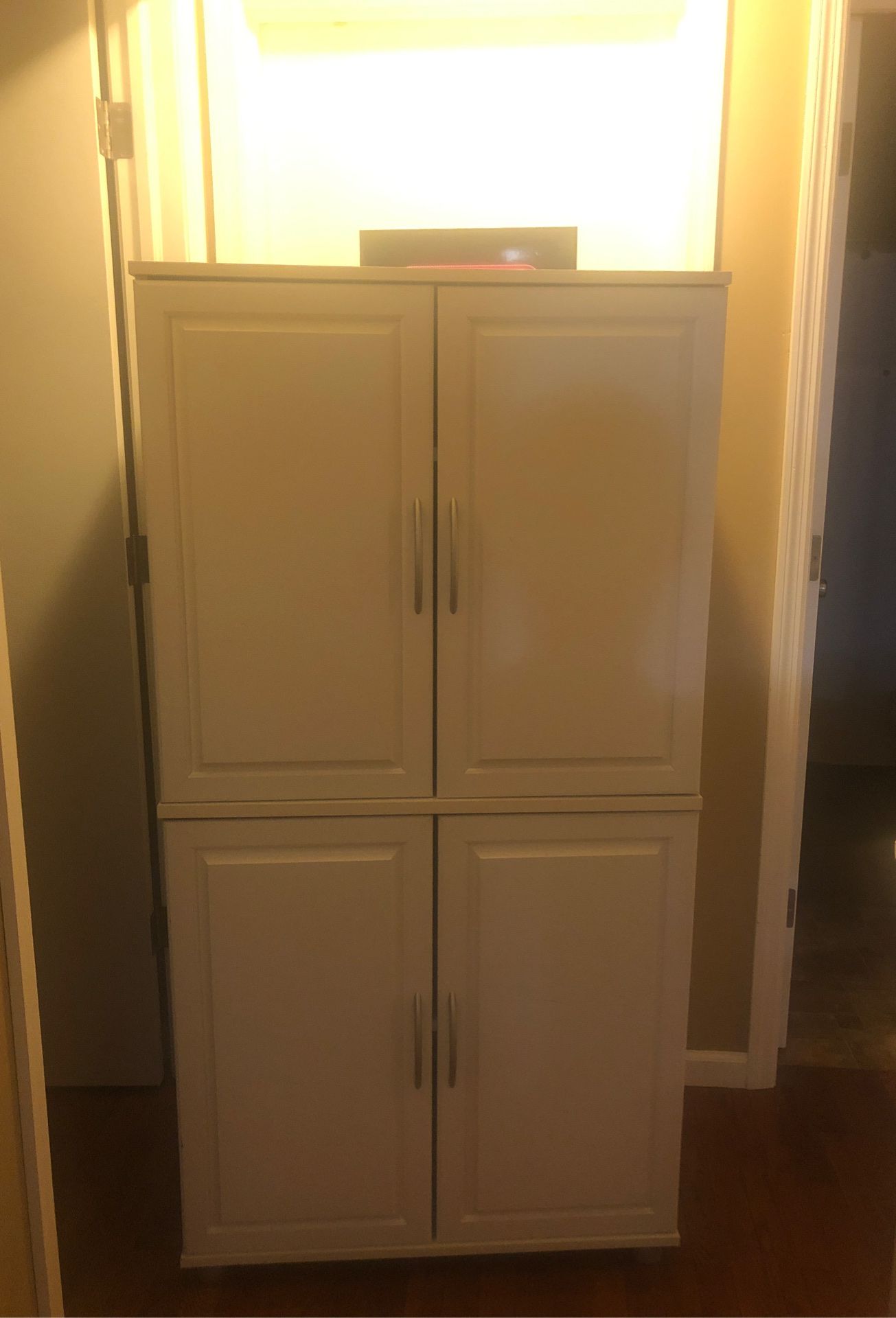 White Wood Storage Cabinet with shelving
