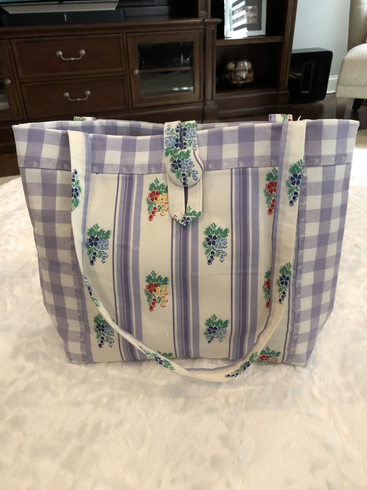 Handmade Lavender Floral Tote Bag