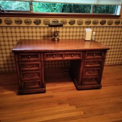 Brass/wood Vintage Desk 