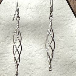 Sterling silver  entwined  twisted  drop earrings