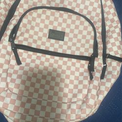 Pink checkered backpack