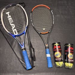 Two Tennis Rackets and two unopened balls