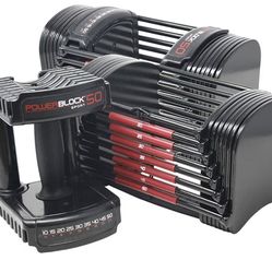 PowerBlock 50 Adjustable Dumbbells, Sold in Pairs, 10-50 lb. Dumbbells, Durable Steel Build, Innovative Workout Equipment, All-in-One Dumbbells