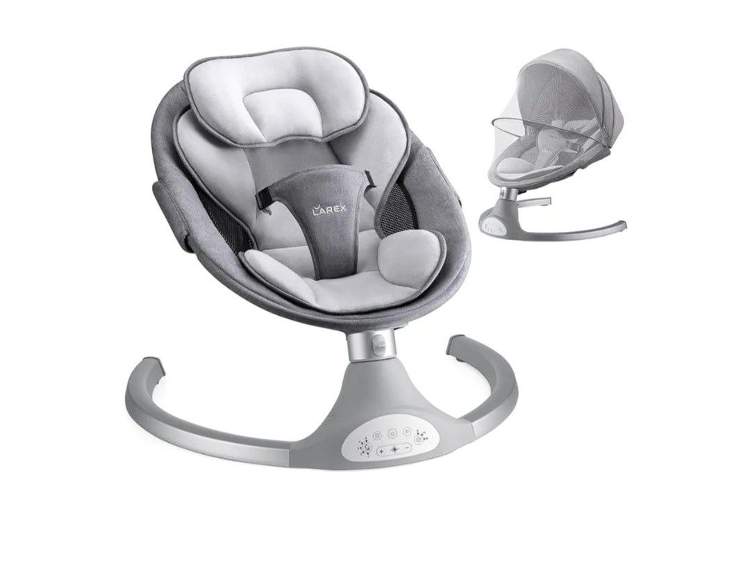 LAREX Baby Swing Infant Swing Electric Toddler Baby Rocker Portable for Newborn Boy Girl, 5 Sway Speeds with Remote Control, 10 Preset Melodies and Bl