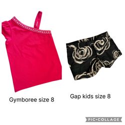 Summer girls clothing : one sleeve blouse from Gymboree and shorts GapKids