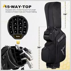 😀 uniHimal Golf Cart Bag, 15 Way Organizer Divider Top with Handles and Rain Cover