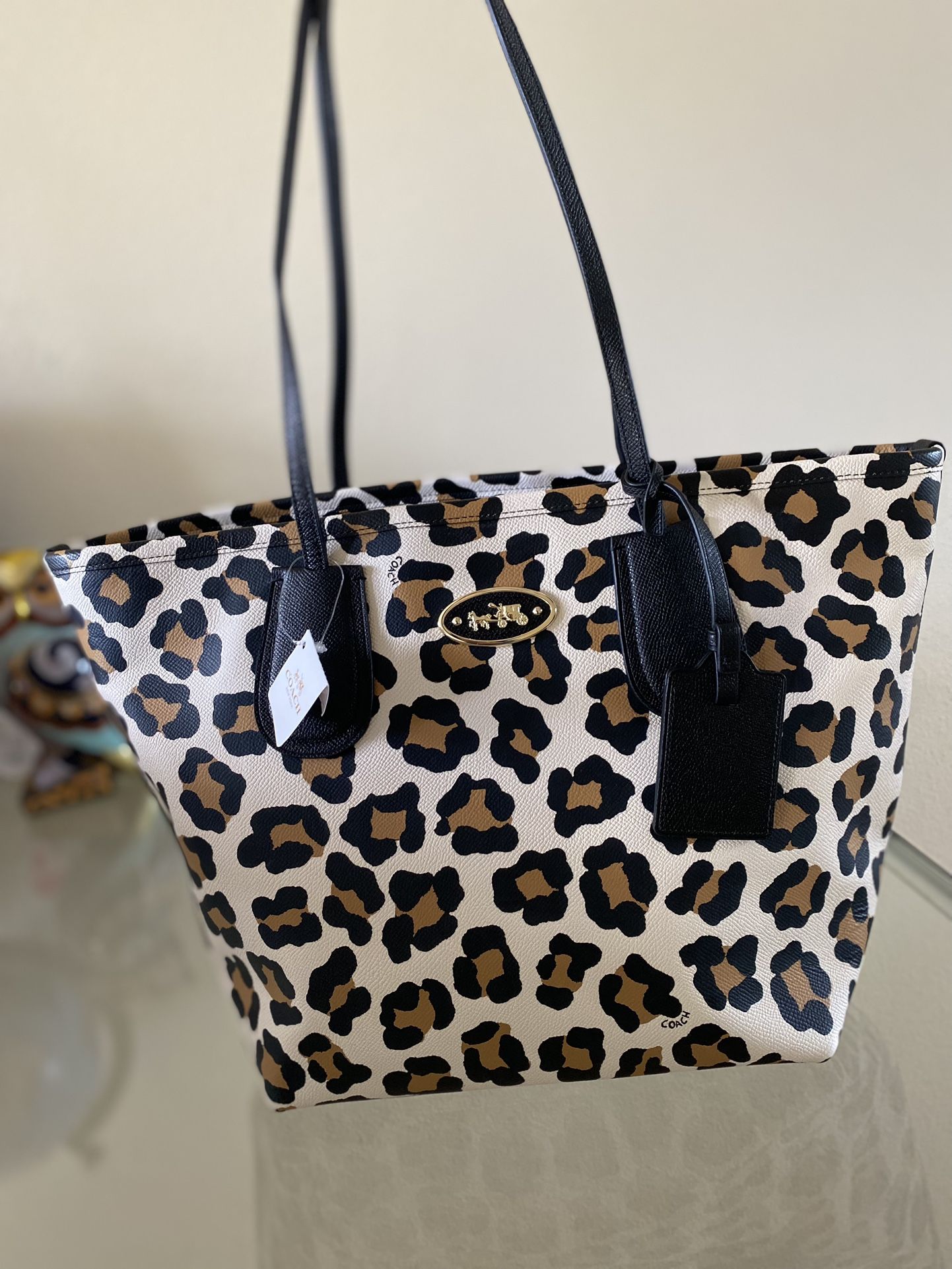 NWT Coach Taxi Zip Top Tote In Ocelot Print Leather for Sale in