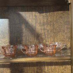 Pink Depression Tea Cups 