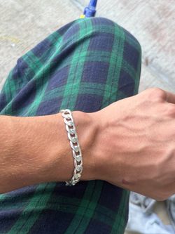 Silver Cuban Link Chain Bracelet stamped 925