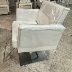 White Leather Hair Styling Chair