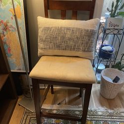 Wood and Tan Barstools For Sale!