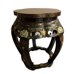 Chinese Oriental Lacquered Stool 18x13