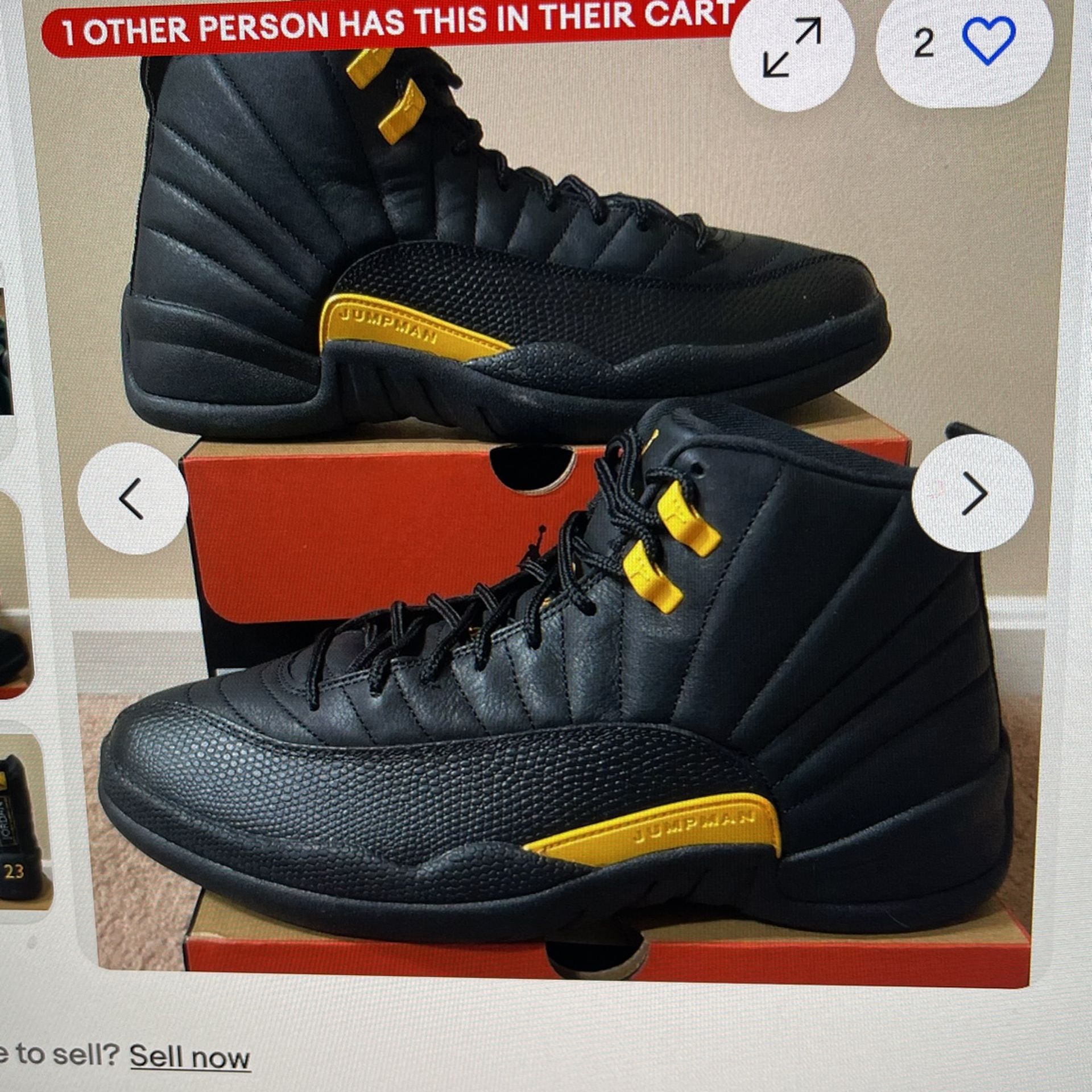 Jordans 12 Retro Black Taxi 2022 -Size 9.5