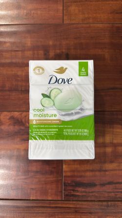 Dove COOL MOISTURE 1/4 Moisturizing Cream Beauty Bar With Cucumber And Green Tea Scent: 4 Bars