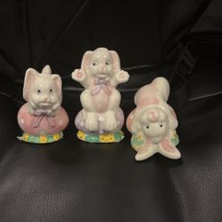 3 Porcelain Easter Bunnies