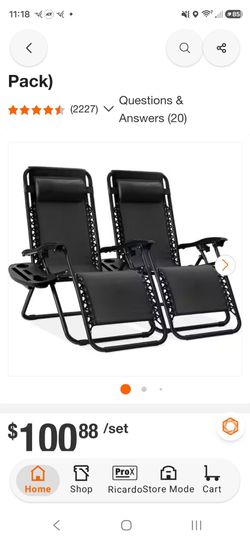 Zero Gravity Chair 2 pack Black