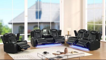Luz Black- 3PC Reclining Living Room Set