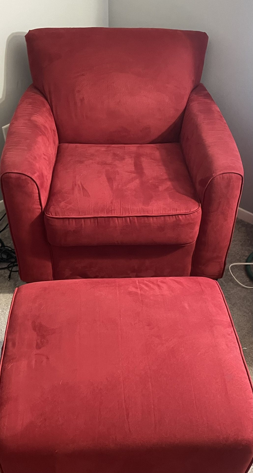 Red Chair With Ottoman