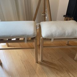 Studio McGee + Target Emery Wood And Upholstered Ottoman With Straps Cream 