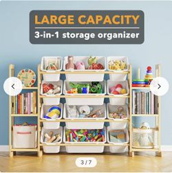 Toy Storage Organizer with 6 Shelves and 12 Bins white