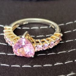 Sterling Silver (.925) Pink Zirconia Ring