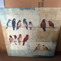 Birds on a Wire Painting- 26.5 x 26.5"