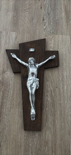 Wooden Wall Crucifix with Silver Corpus