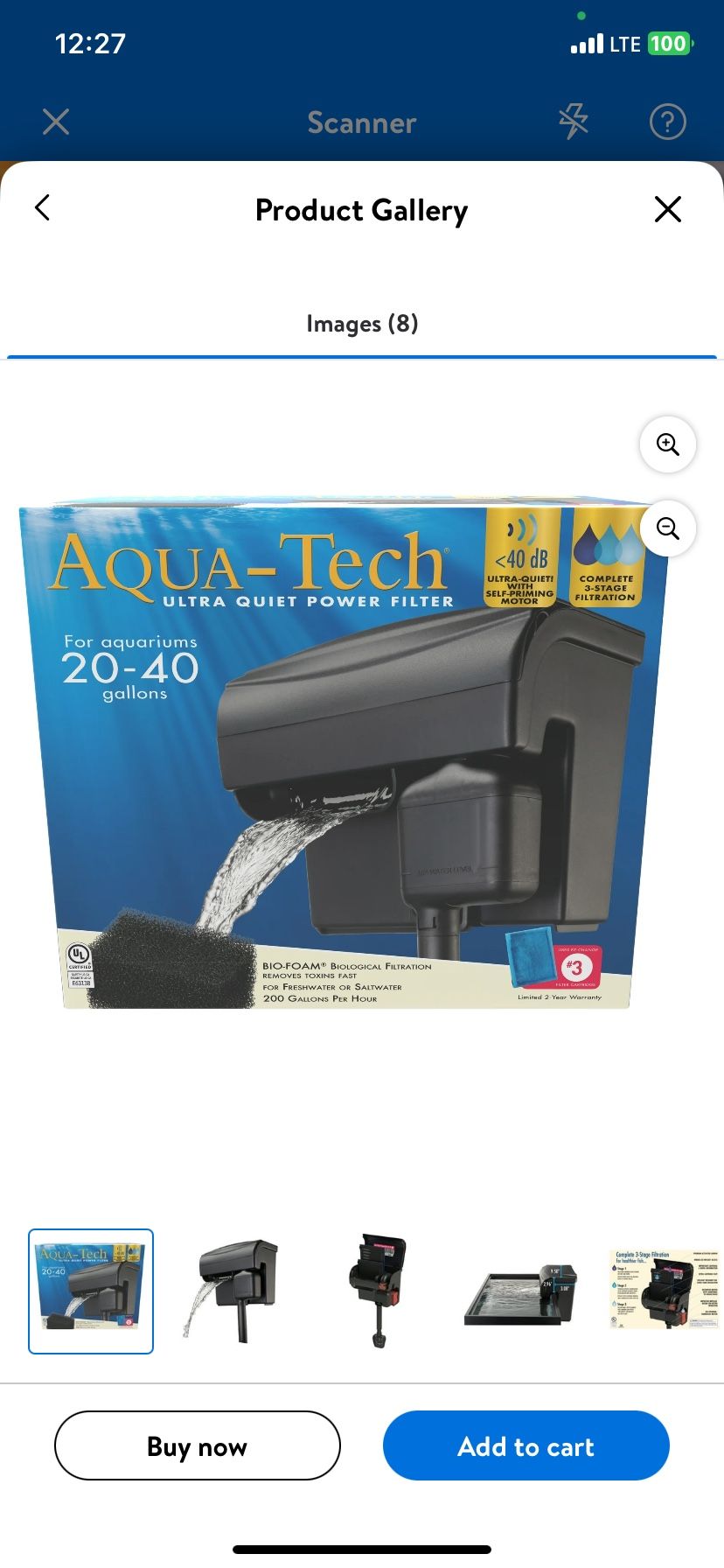 Aqua-Tech Ultra Quiet Power Filter, For Aquariums 20-40 Gallons