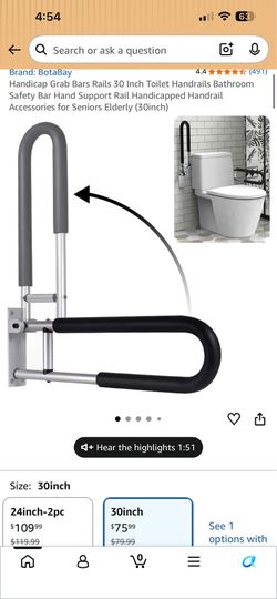 Handicap Grab Bars Rails 30 Inch Toilet Handrails Bathroom Safety Bar Hand Support Rail Handicapped Handrail