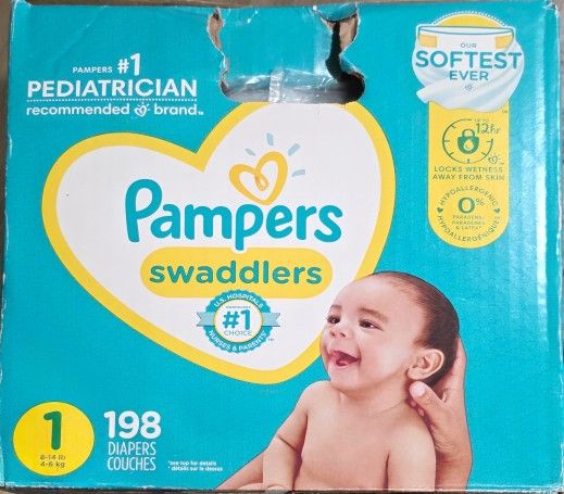 198 Count Pampers Swaddlers Size 1