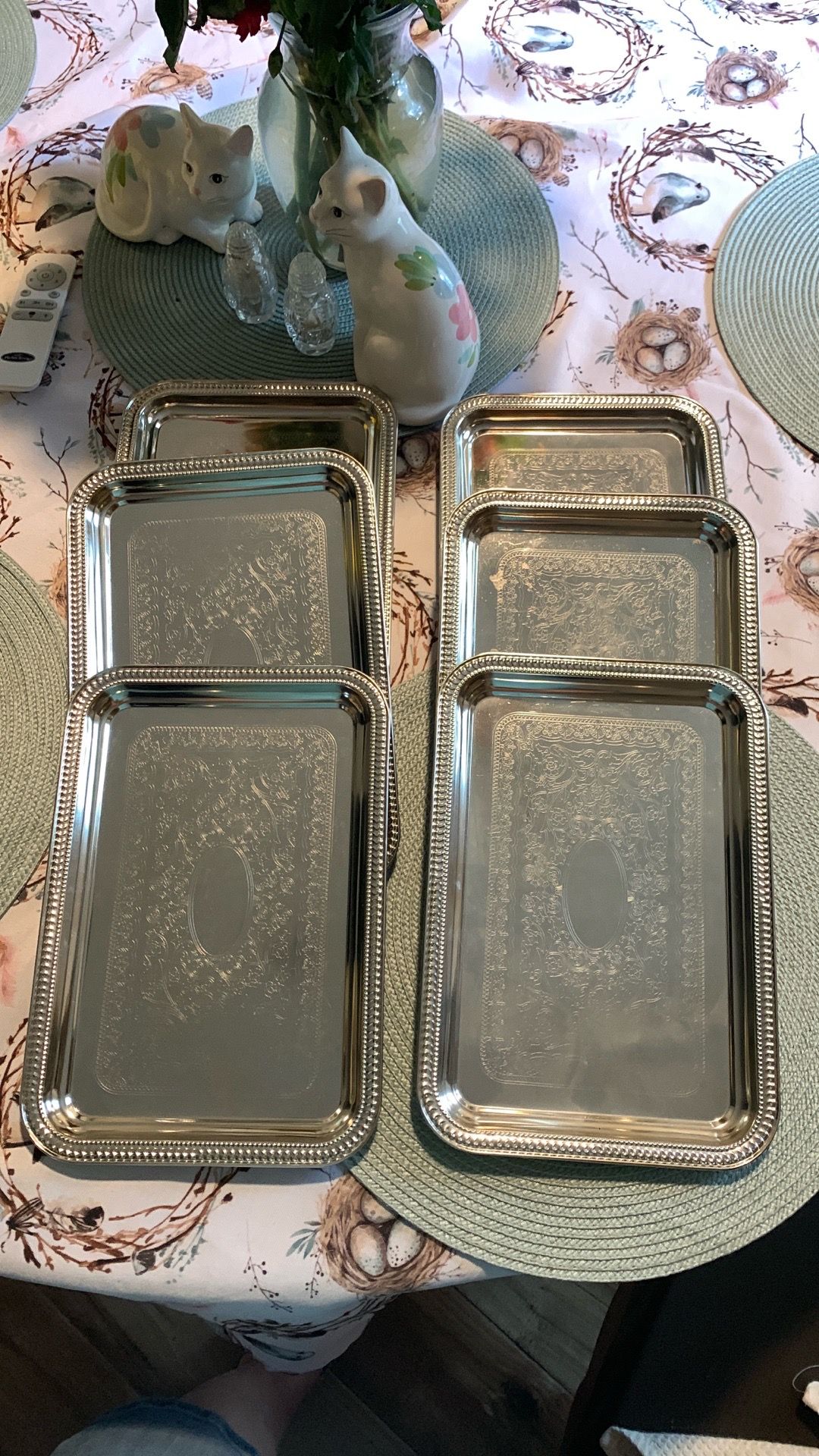 Six Silver Metal Trays $5