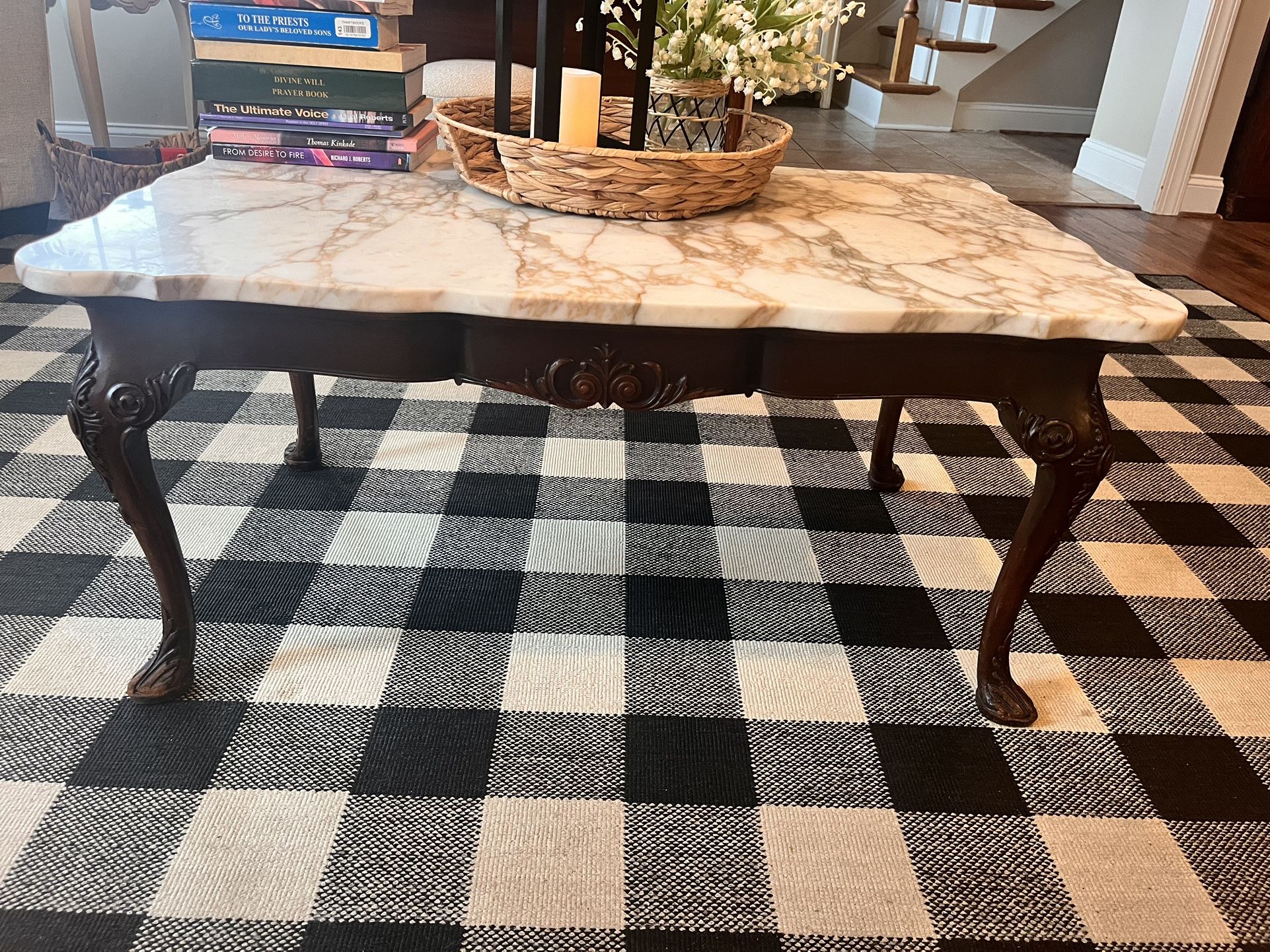 Best Offer Antique Marble Top Coffee Table -great. Quality And Condition