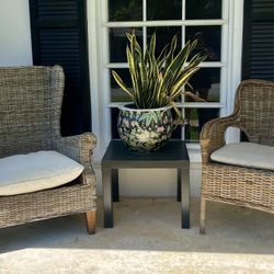 Great Pair Of Wicker Armchairs Indoors & Outdoors $175 Each 
