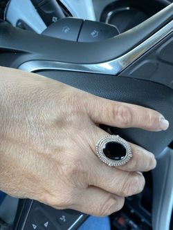 Black Onyx Sterling Silver Ring Size 7