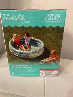 Float Life by Funboy Inflatable Round 3-Ring Kiddie Pool, Flamingo, 65" Diameter, Children Ages 6+