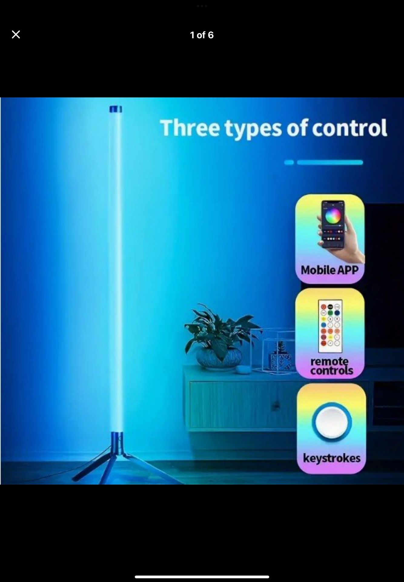 Smart RGB Floor Lamp Wireless APP Dimming RGB Floor Lamp, Smart RGB LED. remote Control + USB Cable