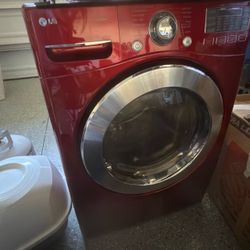 LG Wild Cherry Red Front Load Washer & Gas Dryer Set