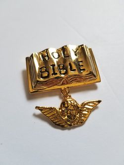 Gold Holy Bible Pin/Brooch