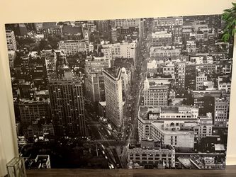 gigantic  black & white picture of New York, flat iron building Thumbnail