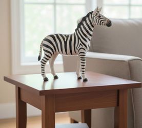 Vintage ZEBRA Statue in Leather 16" from Africa, unique piece!
