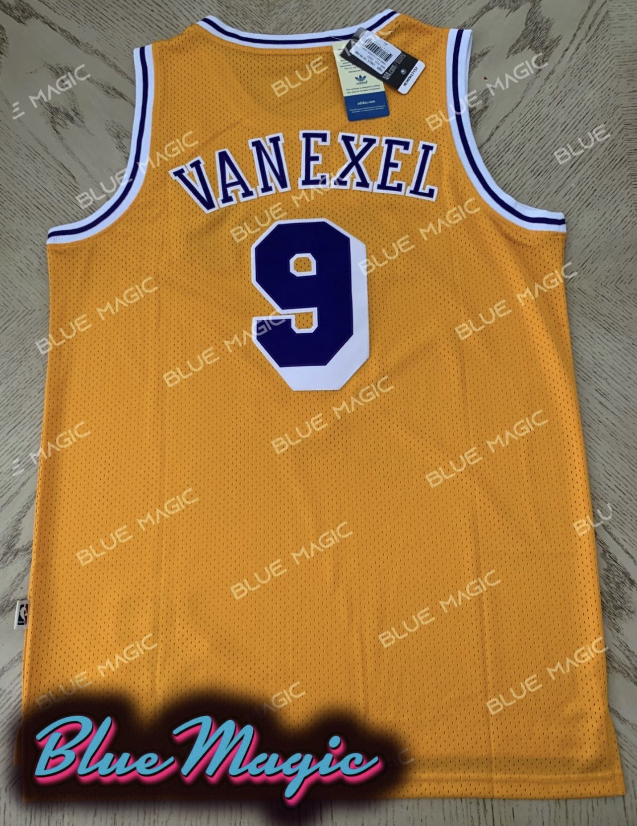 NEW Nick Van Exel Los Angeles Lakers LA Throwback hardwood Classics STITCHED Jersey #9 RARE Jordan MJ PSG BULLS // Gold & Purple