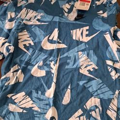 Blue Nike Crew Neck All Over T Shirt