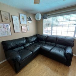 Black leather sectional