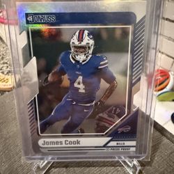 2024 Panini Donruss James Cook Press Proof Die Cut /75 Buffalo Bills