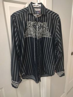 Men's (M) English Laundry Dress Shirt very Decorative Black/ White